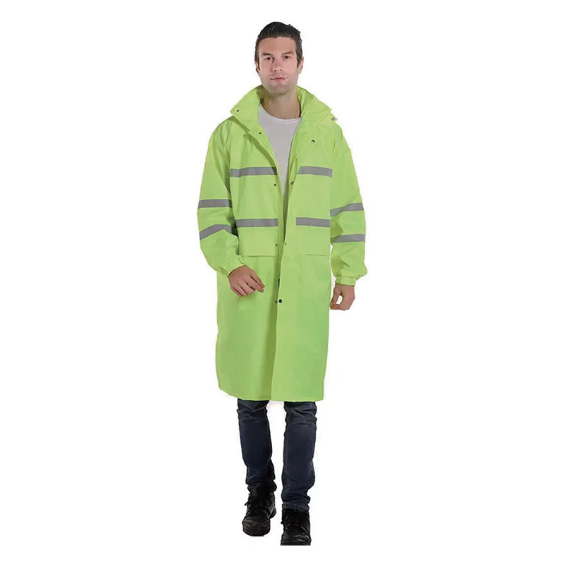 PVC Poncho Raincoat With Reflective Lines